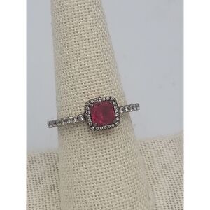 Pandora Sterling Silver 925 Ruby Red Crystals Ring Size 8